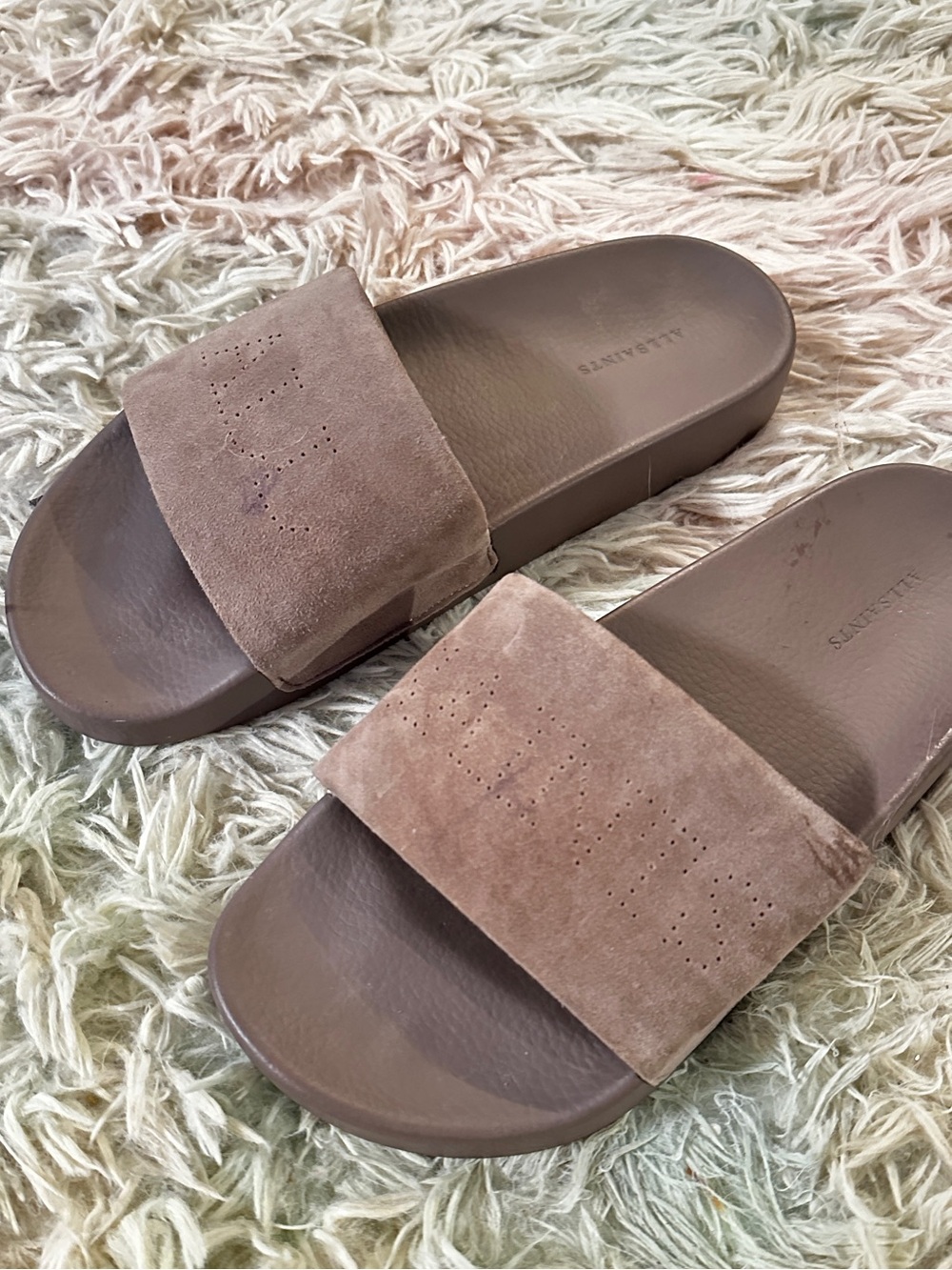 AllSaints Karli Suede Sliders Size 38 - Picture 2 of 9